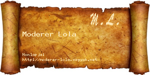 Moderer Lola névjegykártya